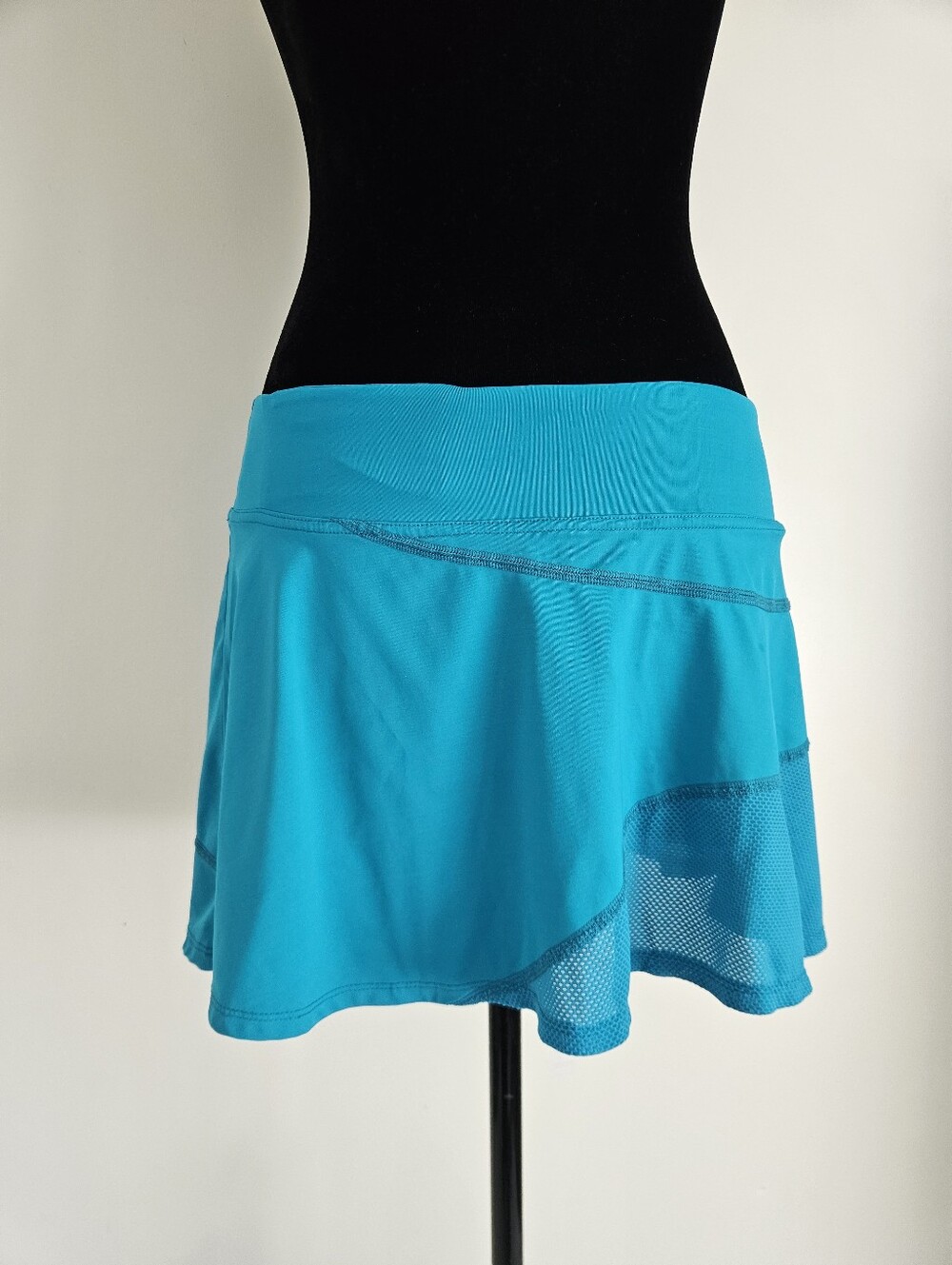 Turquoise Athletic Skirt with Mesh Panels